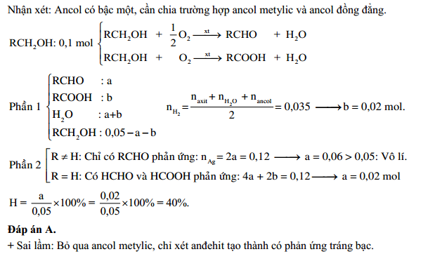 Hiệu Suất Phản Ứng Oxi Hóa Ancol